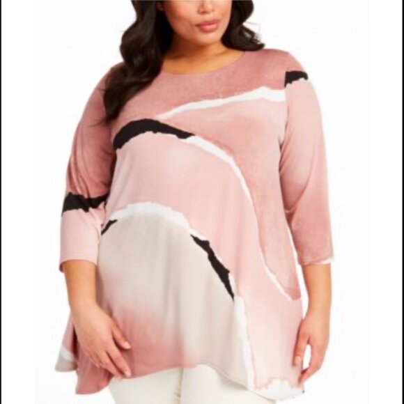 Alfani Tops - Alfani Printed Boat-Neck Tunic Top Size Large